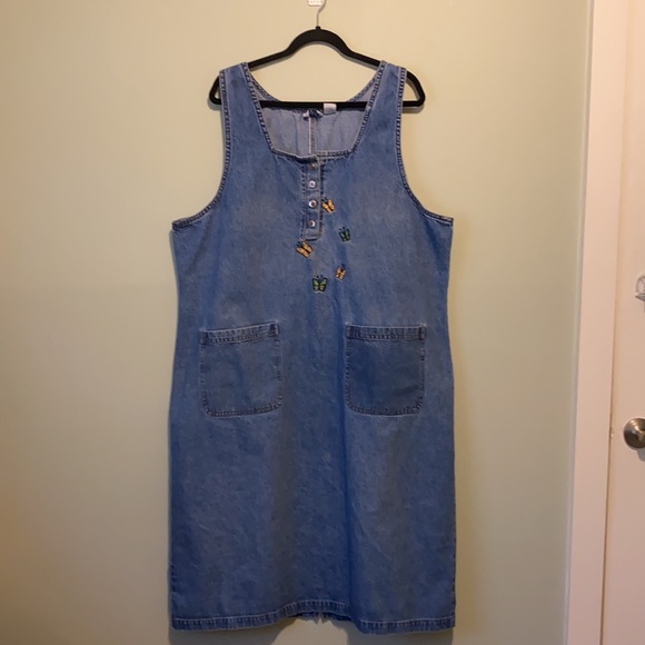 Vintage Dresses & Skirts - Street Blues Vintage Sleeveless Blue Denim Dress